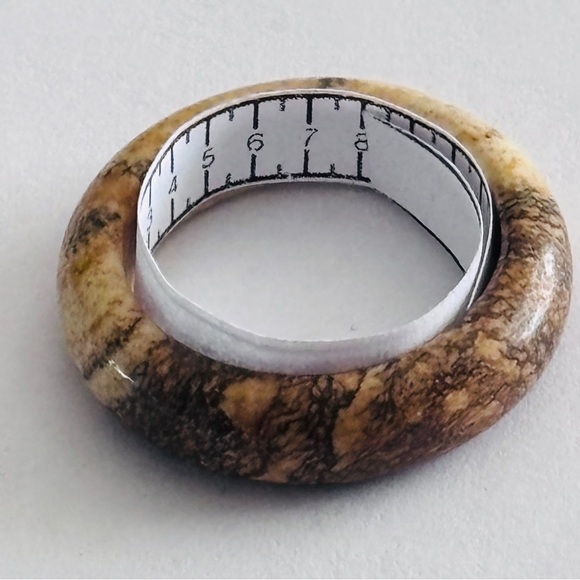 Stone Band Rings Lot of 7 Turquoise Agate Resin Stackable - Picture 13 of 16